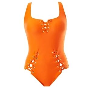 Gabifresh + Swimsuits for All Orange Lace Up One Piece Size 16D/DD